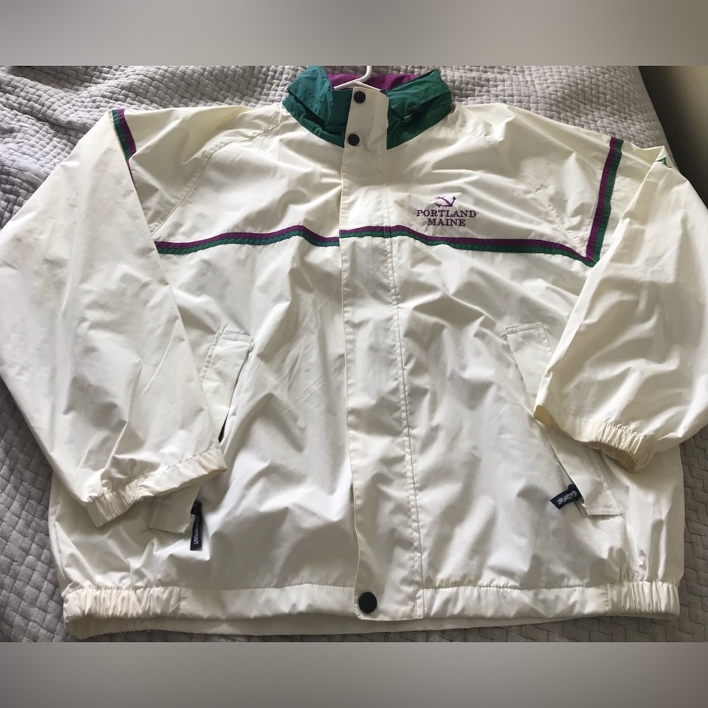 White and Green Windbreaker